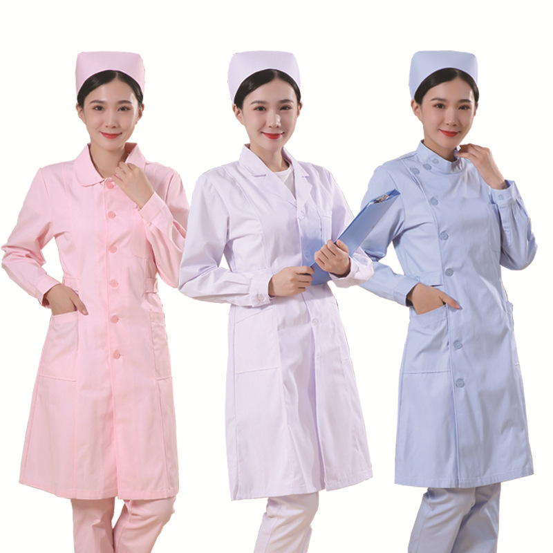 Medical Lab Worker - ชุดยูนิฟอร์มเสื้อโค้ทสำหรับห้องปฏิบัติการเสื้อโค้ทชุดเครื่องแบบพนักงานสุขภาพแขนยาว